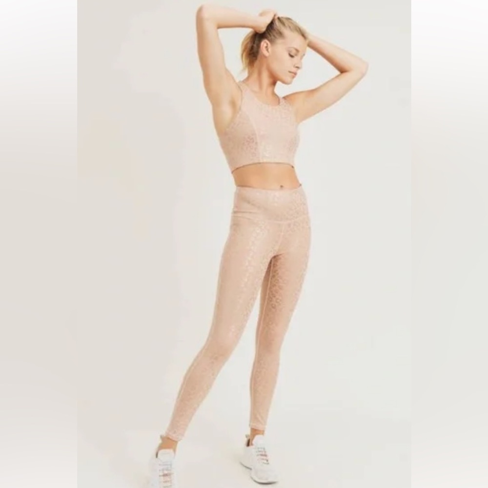 Mono B rose gold cheetah workout set